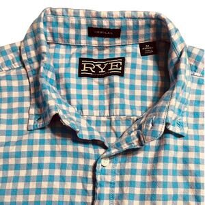 Rye By Hawker Rye Blue & Pink Gingham Plaid 100% Cotton Long Sleeve Mens Medium